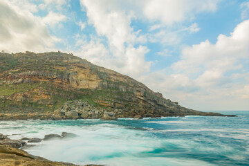 Sea landscape with rocky mountains