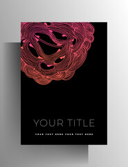 Cover design template for book, magazine, brochure, catalog, booklet, poster. Hand-drawn graphic texture elements. A4 format. EPS 10 vector.