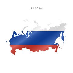 Waving flag map of Russia. Vector illustration
