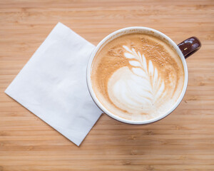 Latte Art on Wood Table
