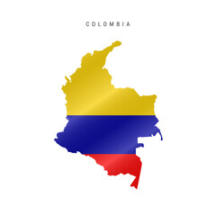 Waving flag map of Colombia. Vector illustration