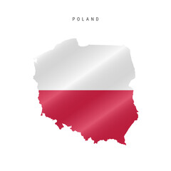 Obraz premium Waving flag map of Poland. Vector illustration