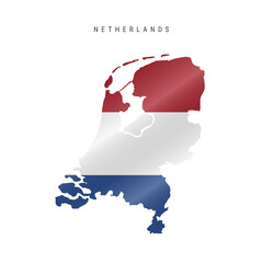 Fototapeta premium Waving flag map of Netherlands. Vector illustration