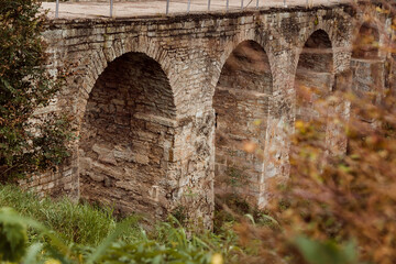 Fototapeta na wymiar The entrance bridge arches of the medieval fortress Koporye