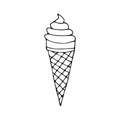 Doodle ice cream icon in vector. Hand drawn ice cream icon in vector.