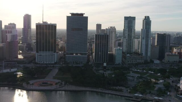 Aerial view of Miami Downtown Florida Drone in the city 