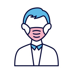 male wearing medical mask line and fill style icon