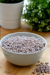 Bowl of raw couscous made by siyez flour