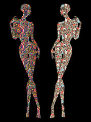 Stylized decorative two ladies