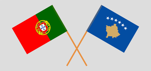 Crossed flags of Kosovo and Portugal