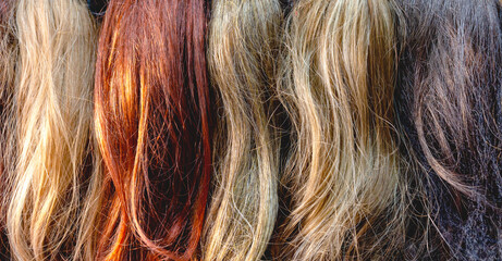 Hairpiece- toupee shop at market.