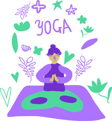 yoga girl colorful doodle poster