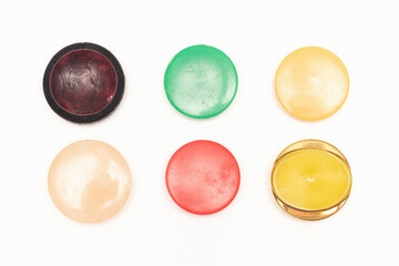Old buttons collection isolated on the white background.
