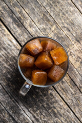 Frozen coffee. Coffee ice cubes.
