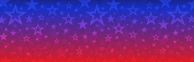 Web banner with elements of the American national flag, many stars. Decorative USA banner suitable for background, headers, posters, cards, website. Vector illustration
