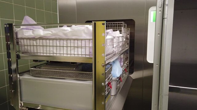 sterile instruments are automatically discharged from a steam sterilizer