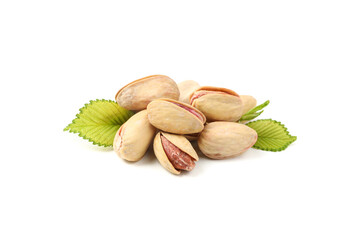 Tasty pistachio isolated on white background. Vitamin food