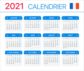 2021 Calendar - vector template graphic illustration - French version