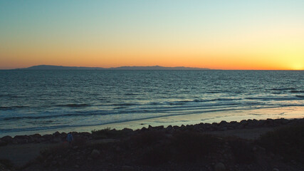 sunset on the Malibu coastline looking towards the Channel Islands