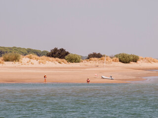 couple bathing on a desert island