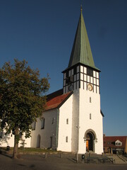 Fototapeta na wymiar St. Nicolas' Church (Sankt Nicolai kirke) - white church from Rønne, Bornholm island, Denmark