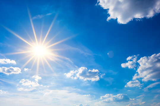 blue sky with sun - Powered by Adobe