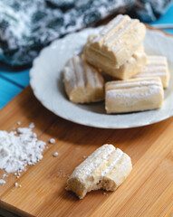 Shortbread cookies covered with powdered sugar