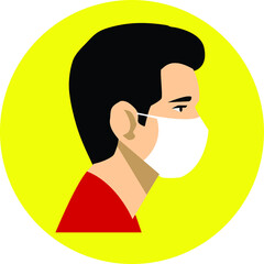 Man in medical face mask.Dangerous chinese coronavirus quarantine.Character mask protection against germs of infection.Medical disease protection concept. Vector flat illustration.