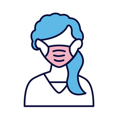 Obraz premium female wearing medical mask line and fill style icon