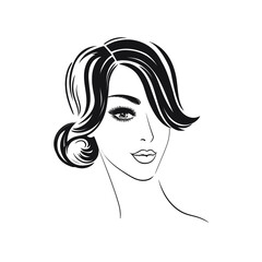 Young woman face with long eyelashes and ear.Beautiful girl face isolated on a white background.Stock Vector illustration.Glamour fashion beauty woman face illustration.