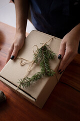 holiday packaging natural packaging craft box with hands decor christmas