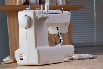 Close-Up Of Sewing Machine at home interior