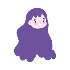 girl face character cartoon isolated icon design white background