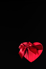 Red heart box on black background