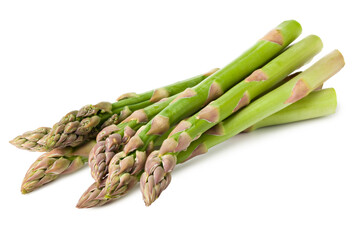 Fresh green asparagus isolated on white background