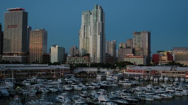 Miami City Downtown Aeroal View From marina bay