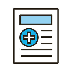 document with medical cross symbol