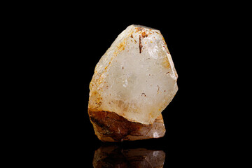 macro stone mineral quartz with galena on a black background