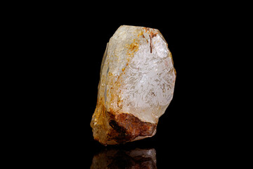 macro stone mineral quartz with galena on a black background