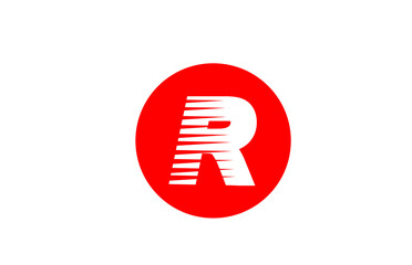 alphabet letter logo R icon for company and business. Simple icon design for corporate identity with line stripes and red circle