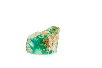 macro stone mineral Chrysoprase on a white background