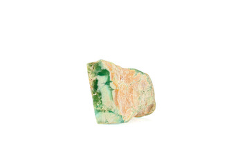 macro stone mineral Chrysoprase on a white background