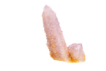 macro stone mineral cactus quartz amethyst on a white background