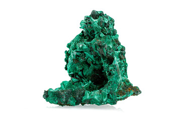 macro stone mineral malachite on a white background