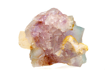 macro stone mineral fluorite baryte on a white background