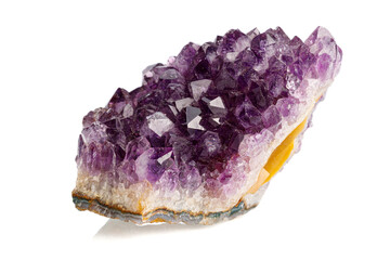 macro stone mineral amethyst on a white background