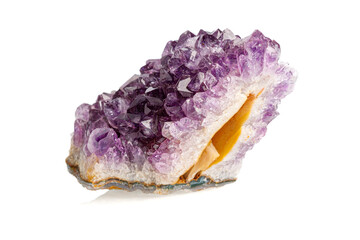 macro stone mineral amethyst on a white background