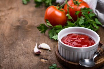 Fresh homemade tomato sauce with garlic