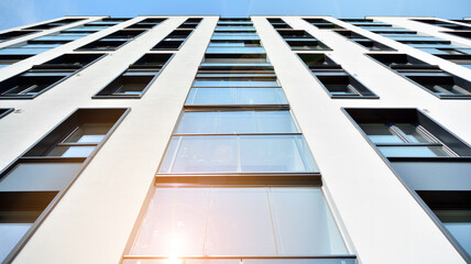 Modern European residential apartment buildings quarter. Abstract architecture, fragment of modern urban geometry.