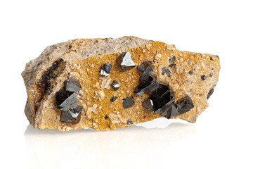 Macro Magnetite mineral stone on a white background